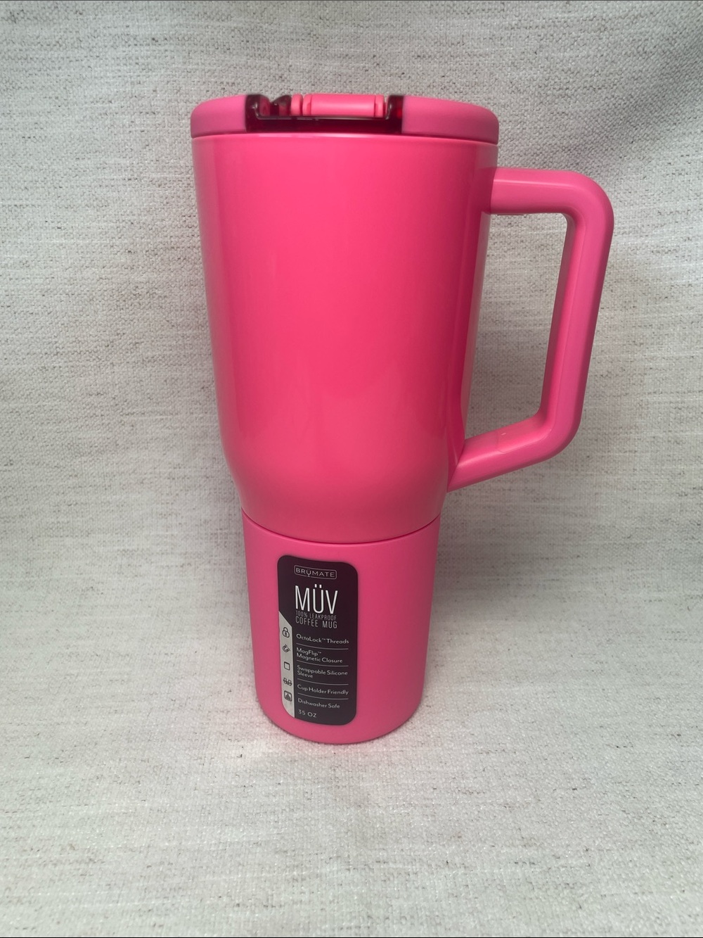 Brümate Neon Pink Insulated Travel Mug with Handle - 35oz for Women